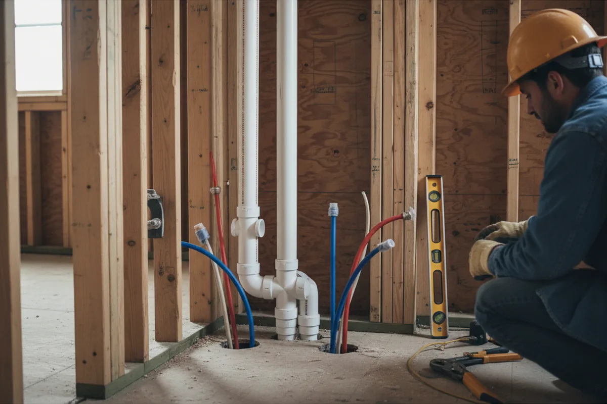 Drain and supply rough-in during Leak Detection in Del Rey
