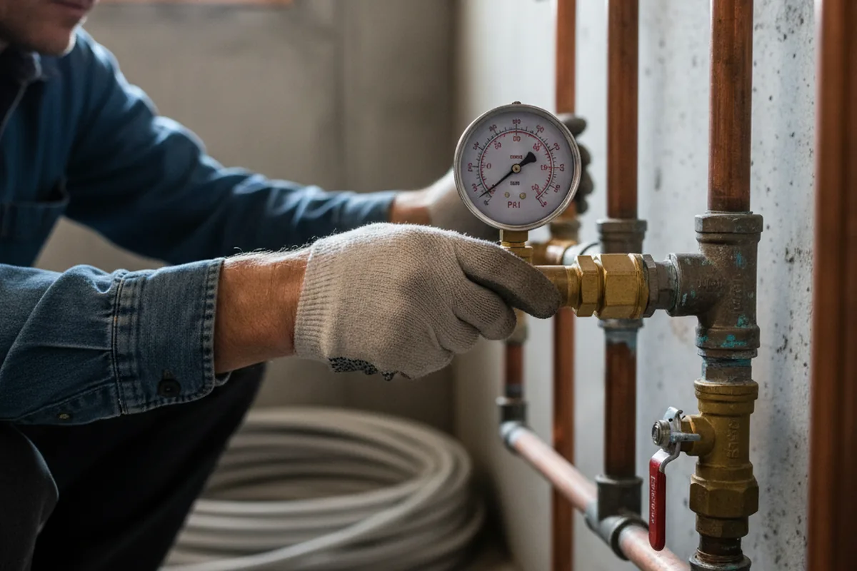 Pressure testing a repaired line during Water Line Repair in Del Rey